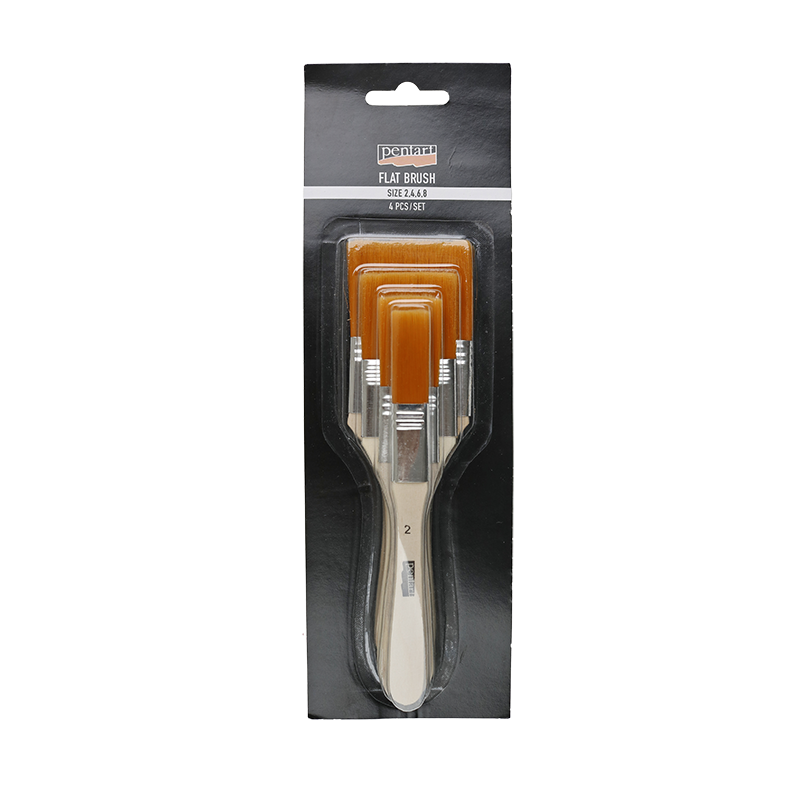 Комплект четки за контур - 6 части – with soft bristles, 4 pcs, flat, size 2, 4, 6, 8