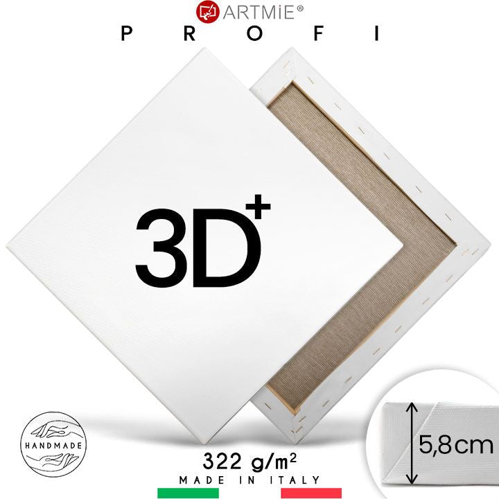 3D+ Платно за рисуване върху подрамка PROFI — памук 370 g/m² върху смърчова подрамка с дълбочина 5,8 cm