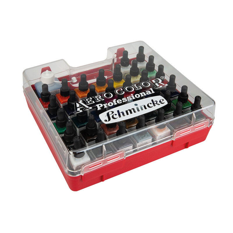 Schmincke AERO COLOR пластмасов комплект, 37 x 28 ml + AERO CLEAN RAPID