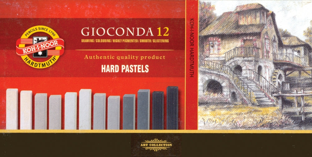 8122G Маслени пастели GIOCONDA HARD 12бр- 7x7mm- сиви нюанси — изображение 1