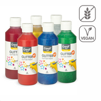 Creall комплект брокатени бои Glitter – 6 × 250 ml, микс от цветове