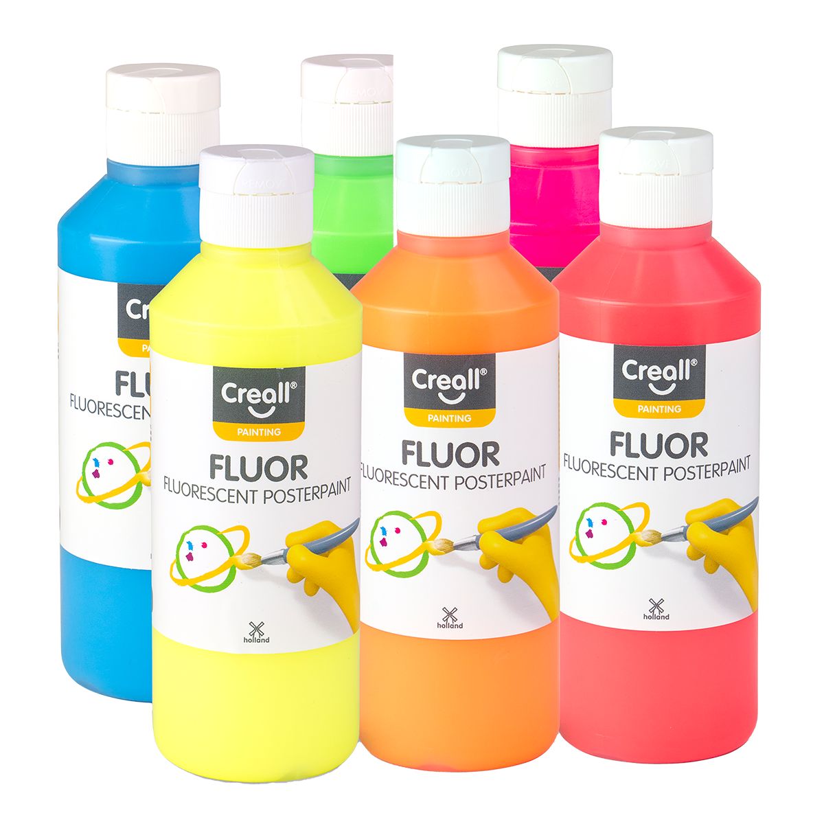 Creall комплект темперни бои Fluor, 6 × 250 ml, микс от цветове