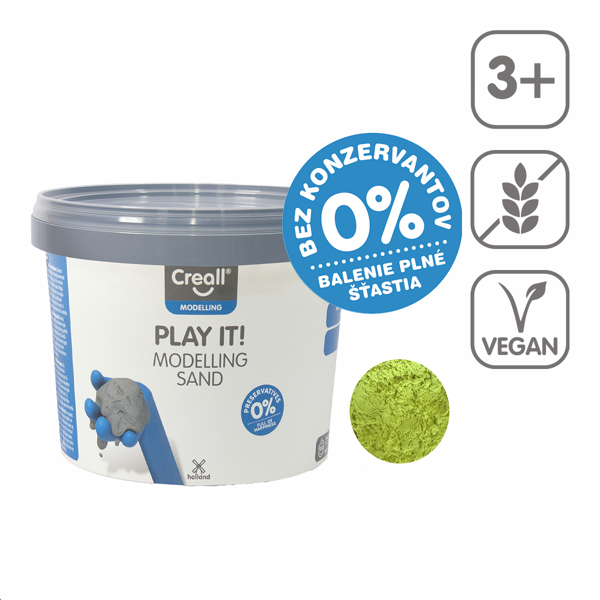 Пясък за моделиране Creall Play it! 750 g в кофичка – жълт