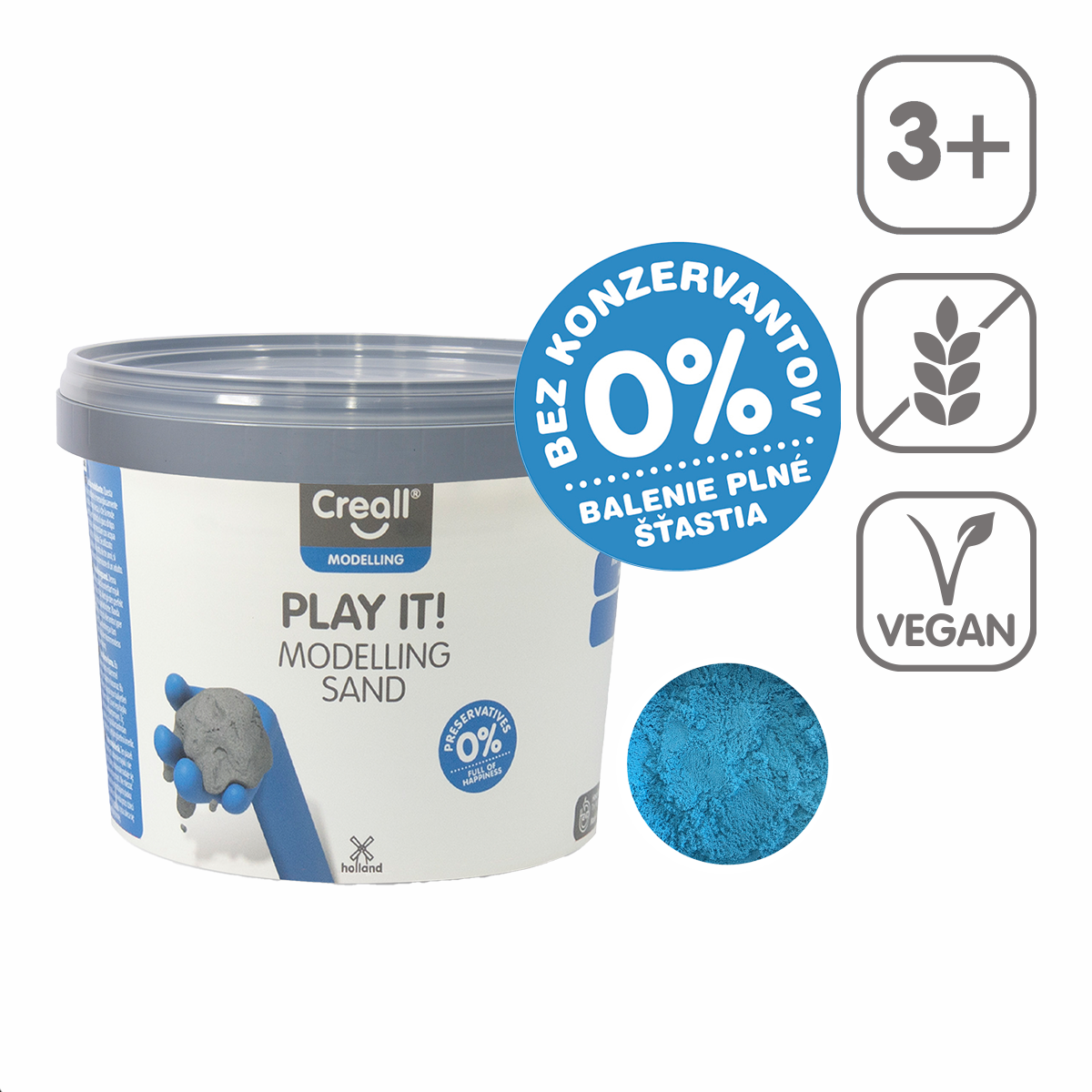 Пясък за моделиране Creall Play it! 750 g в кофичка – син