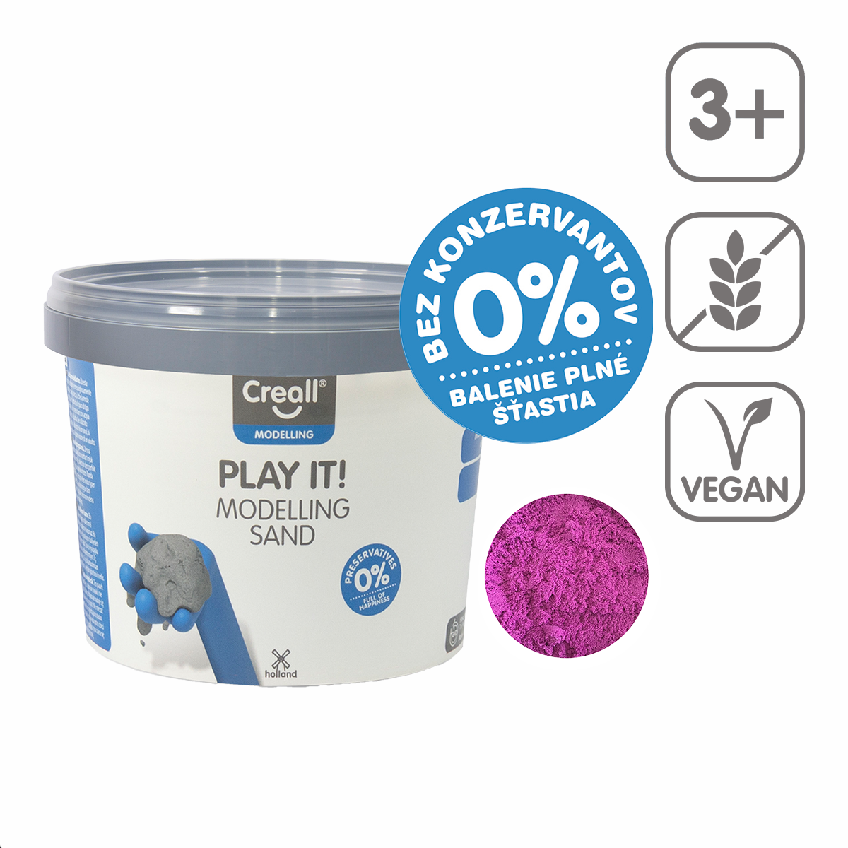 Пясък за моделиране Creall Play it! 750 g в кофичка – лилав