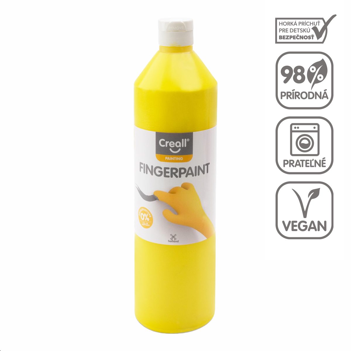 Боя за рисуване с пръсти Creall - 750 ml – жълта