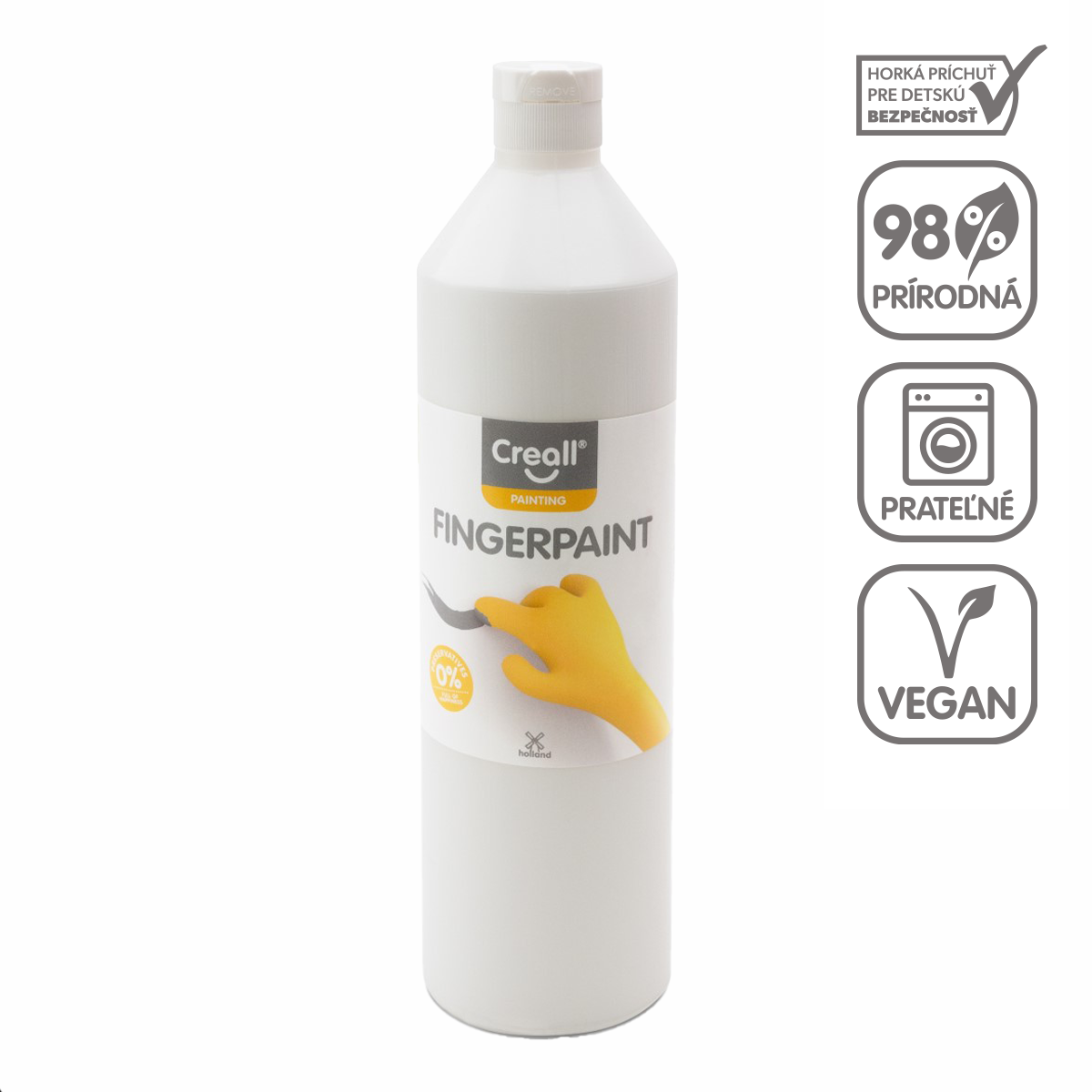 Боя за рисуване с пръсти Creall - 750 ml – бяла