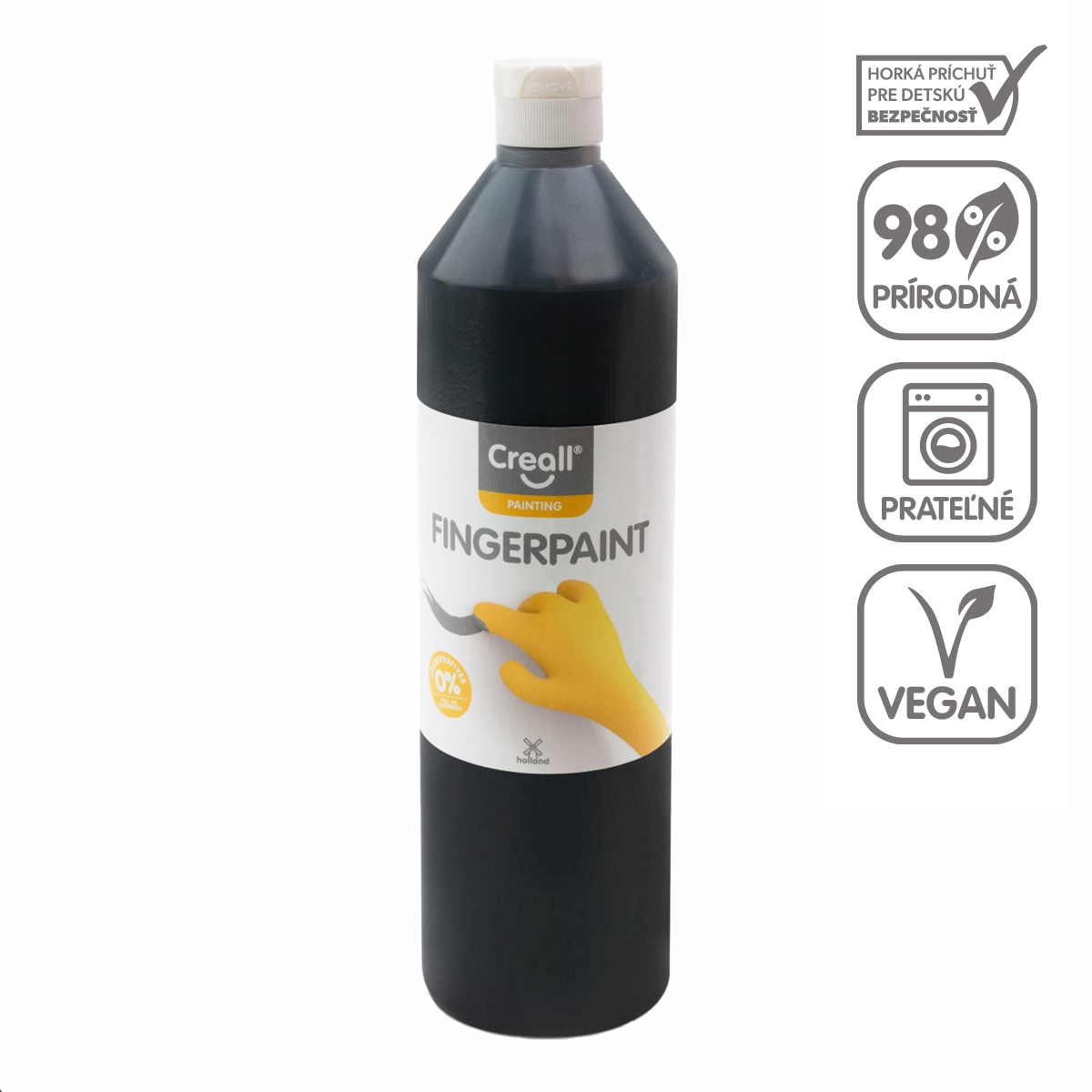 Боя за рисуване с пръсти Creall - 750 ml – черна