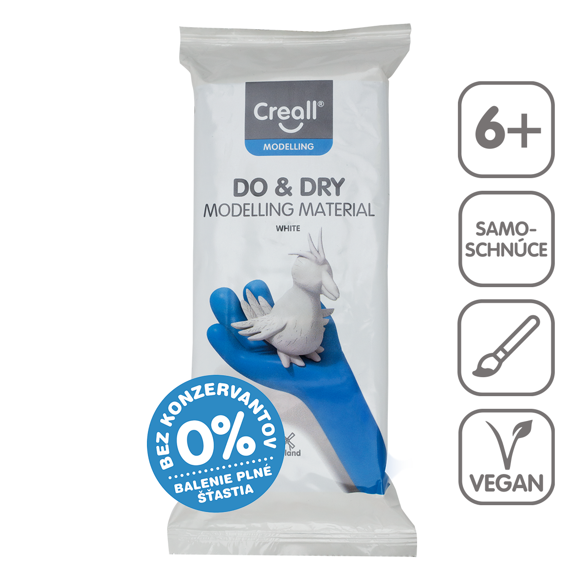 Самосъхнеща моделираща маса Creall Do&Dry хипоалергенна 500 g – бял