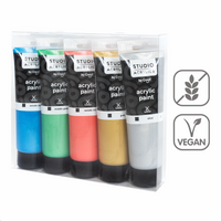 Комплект акрилни бои Creall Studio acrylics, 5 × 120 ml, микс – металически ×