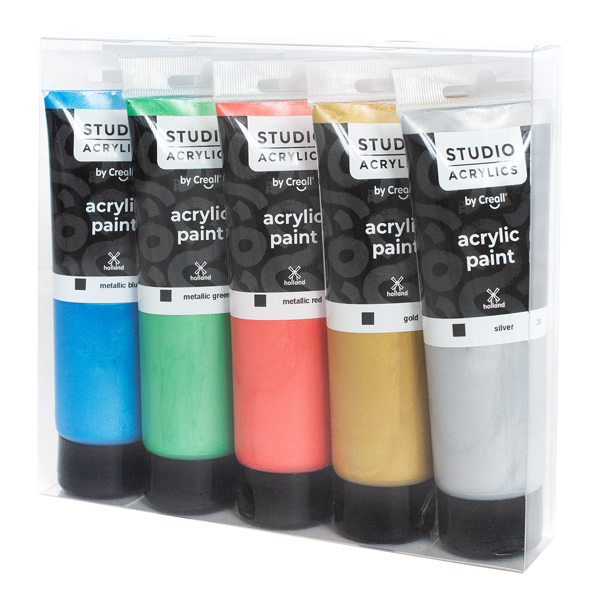 Комплект акрилни бои Creall Studio acrylics, 5 × 120 ml, микс