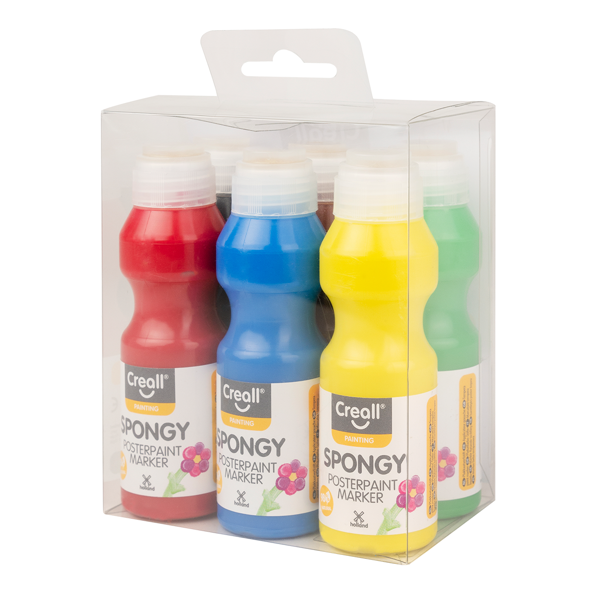 Комплект темперни бои с гъба Creall Spongy – 6 × 70 ml