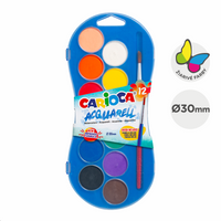Carioca акварелни бои – комплект от 12 цвята с четка