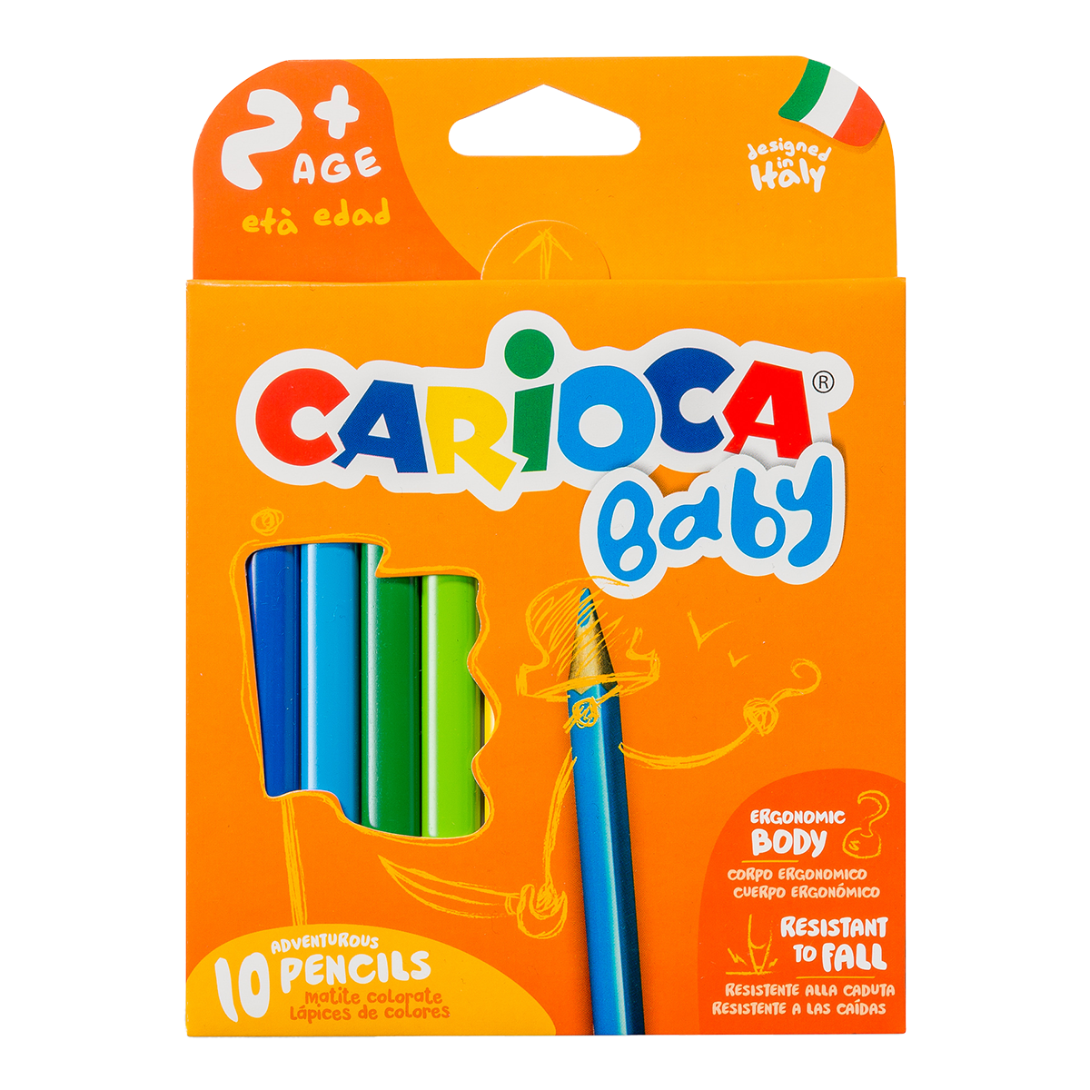 Триъгълни цветни моливи Carioca Baby 2+, 10 бр.