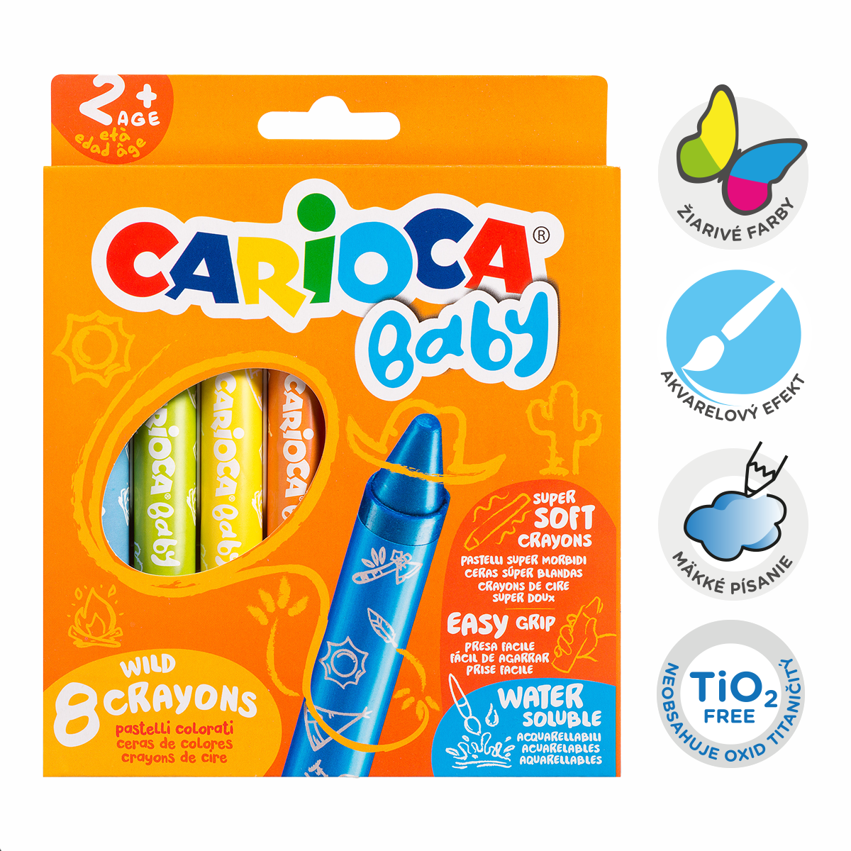 Carioca пастели Baby Wild 2+, 8 бр.