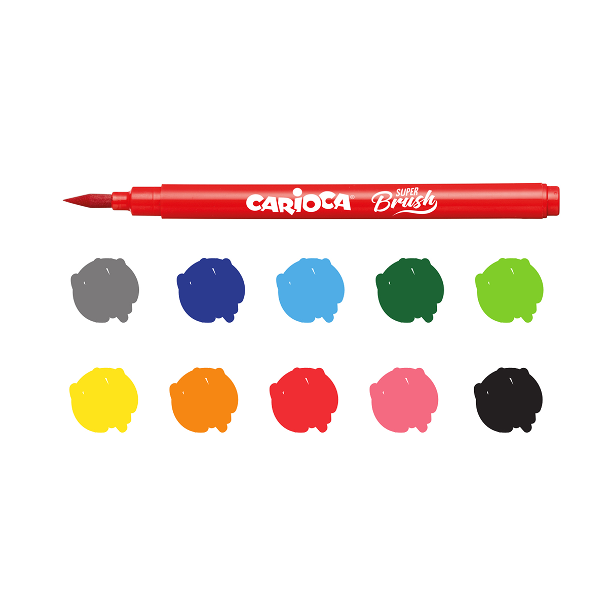 Флумастери Carioca Brush с връх тип четка, 10 бр., микс от цветове