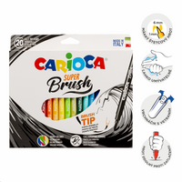 Carioca Brush флумастери с четков връх, 20 бр., микс цветове