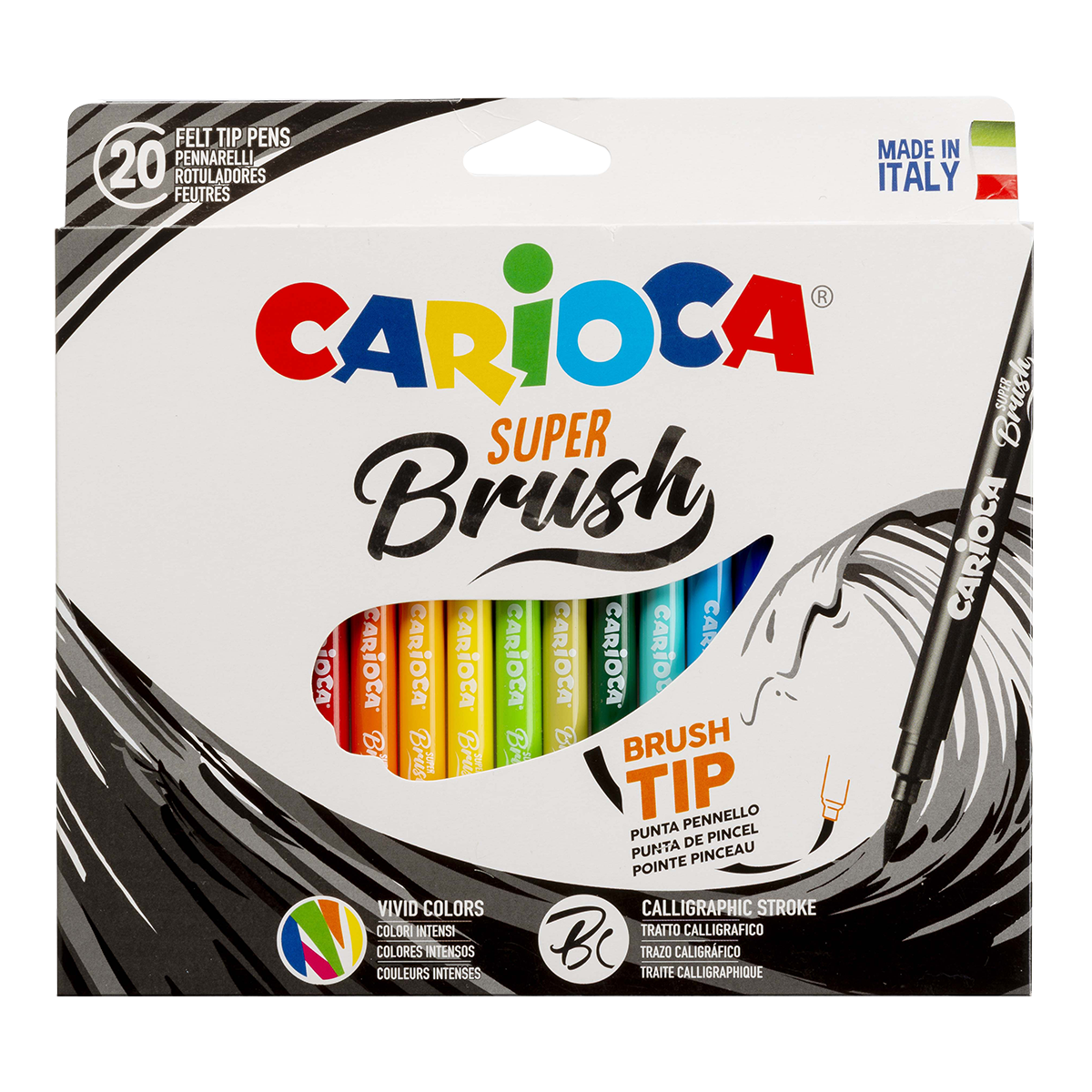 Carioca Brush флумастери с четков връх, 20 бр., микс цветове