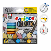 Металически флумастери Carioca Metallic, връх, микс от цветове