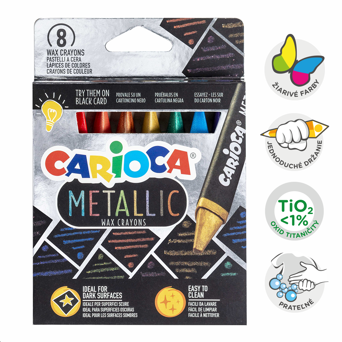 Триъгълни пастели Carioca Metallic, 8 бр.