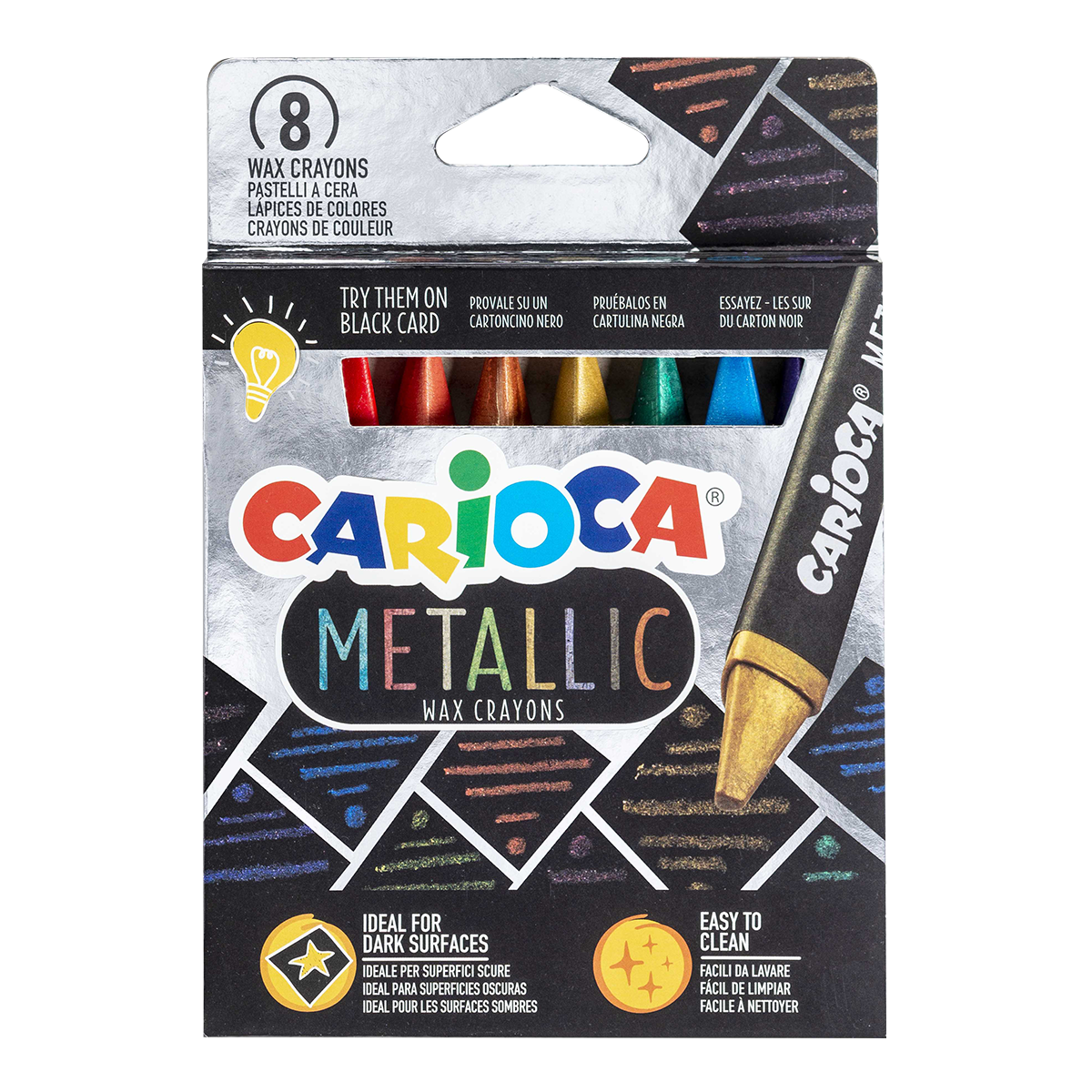 Триъгълни пастели Carioca Metallic, 8 бр.