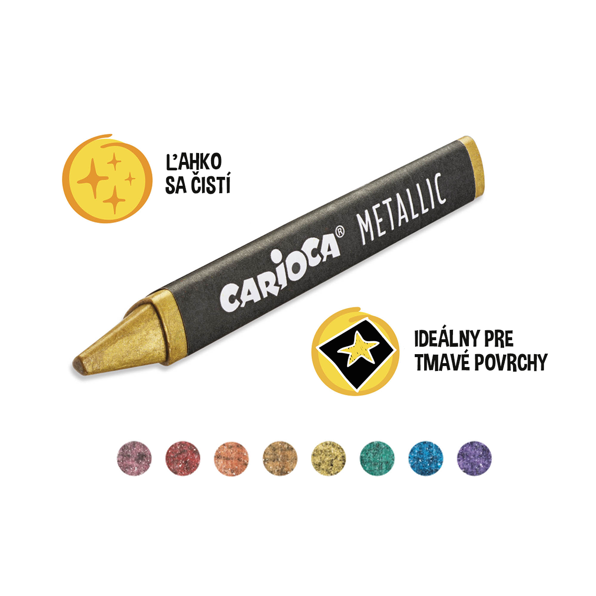 Триъгълни пастели Carioca Metallic, 8 бр.