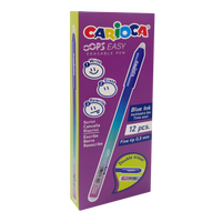 Изтриваема химикалка Carioca Oops Easy, син пълнител, пакет 12 бр.