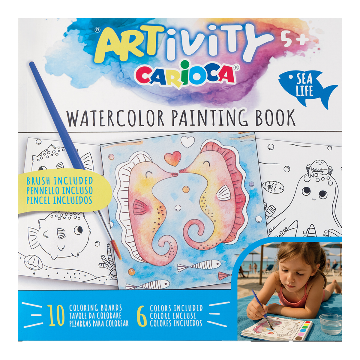 Carioca книжка за оцветяване с водни бои ARTivity – Морски свят, 5+