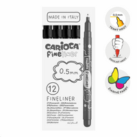 Тънкописци Carioca Fineliner 0,5 mm – 12 бр. – черен