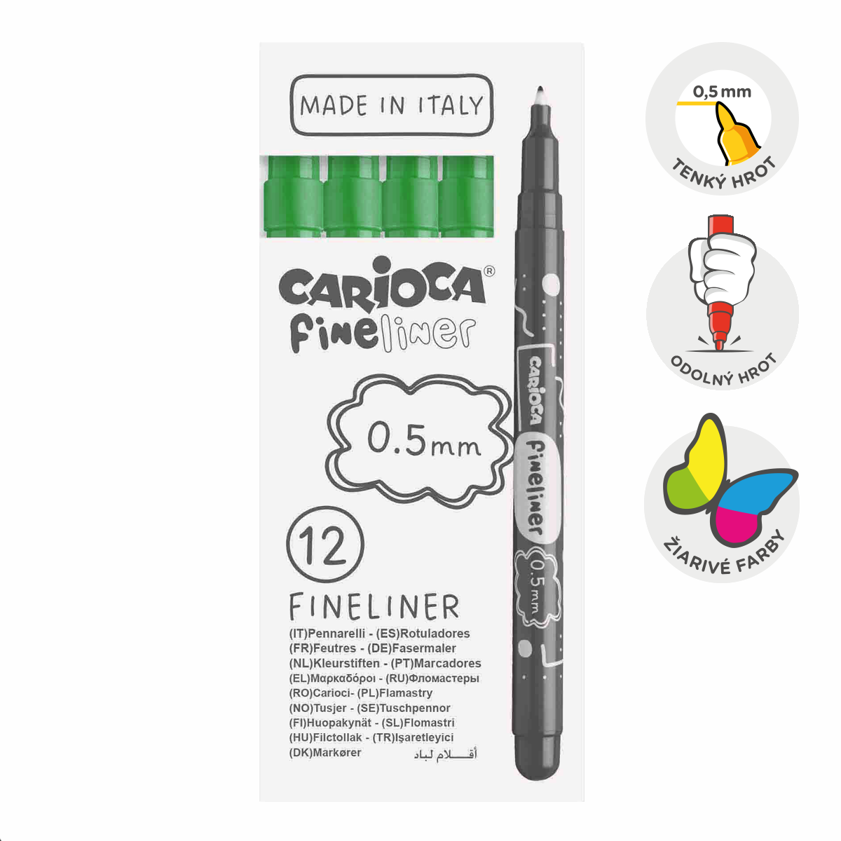 Тънкописци Carioca Fineliner 0,5 mm – 12 бр. – зелен