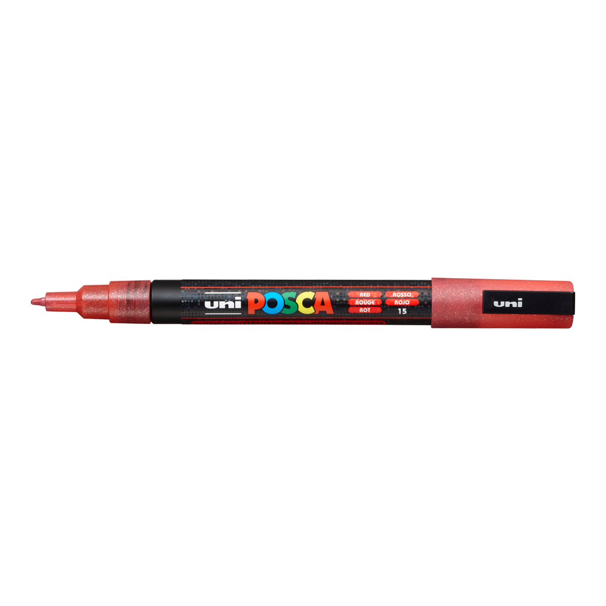 Акрилен маркер Posca PC-3ML, 0,9 - 1,3 mm, брокатен – червена (L15