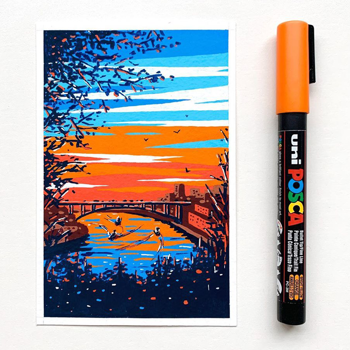 Акрилен маркер Posca PC-5M, 1,8 – 2,5 mm, флуоресцентно розово (F13)