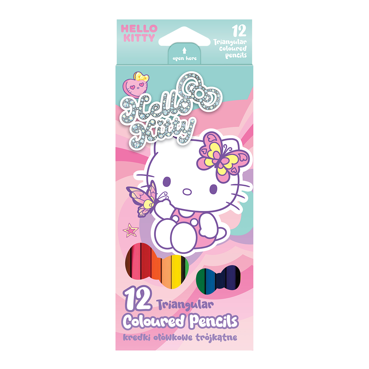 Триъгълни цветни моливи Colorino Hello Kitty - 12 цвята
