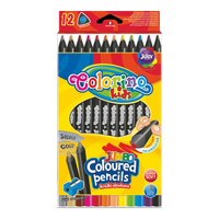 Триъгълни JUMBO цветни моливи Colorino от черно дърво с острилка - 12 цвята