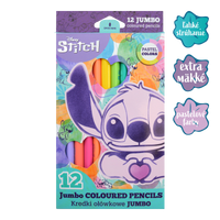 Триъгълни цветни моливи Colorino JUMBO Stitch Pastel, 12 пастелни цвята