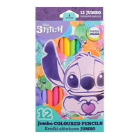 Триъгълни цветни моливи Colorino JUMBO Stitch Pastel, 12 пастелни цвята