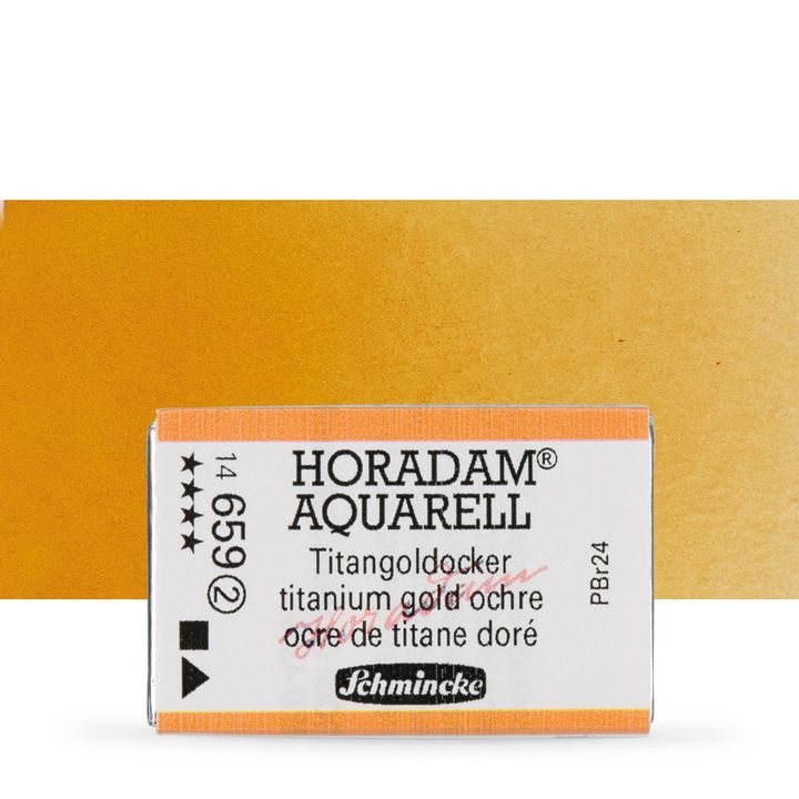 Schmincke Horadam акварелни бои в цяло контейнерче – 659 Titanium Gold Ochre