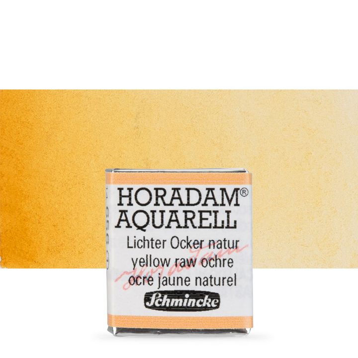 Schmincke Horadam акварелни бои в половин контейнерче – 656 Yellow Raw Ochre