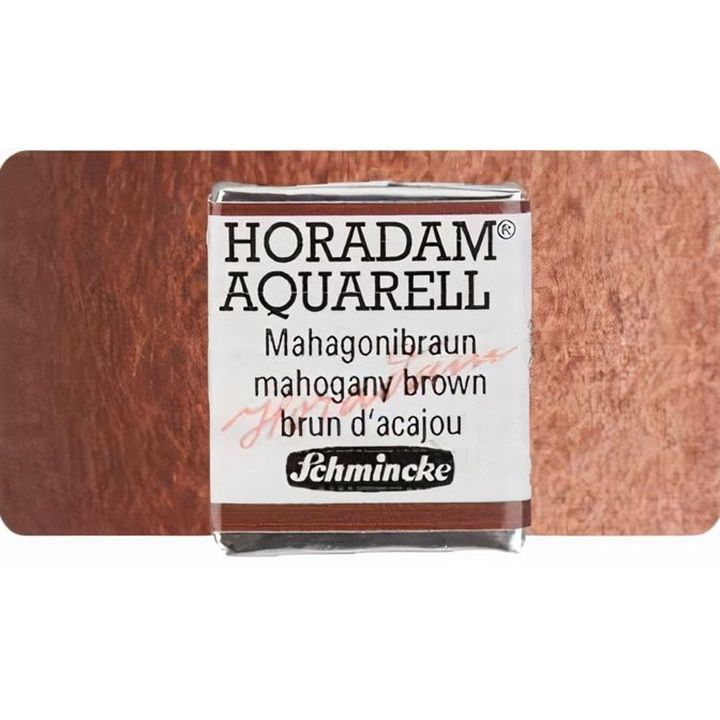 Schmincke Horadam акварелни бои в половин контейнерче – 672 Mahogany Brown