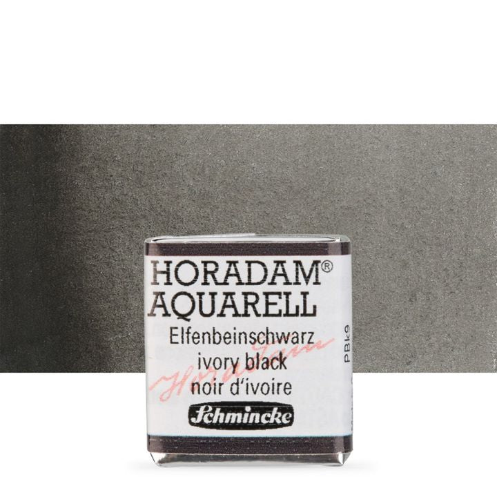 Schmincke Horadam акварелни бои в половин контейнерче – 780 Ivory Black