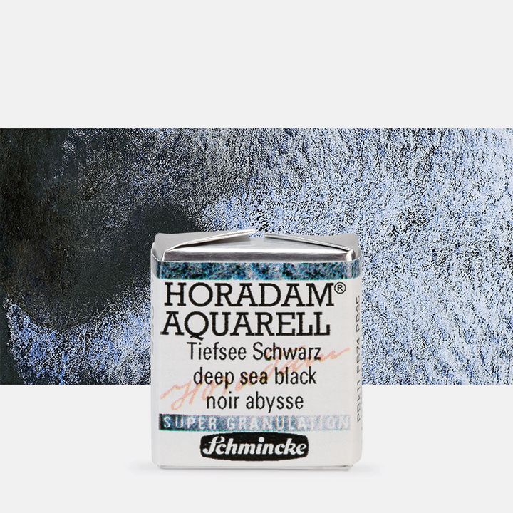 Schmincke Horadam акварелни бои в половин контейнерче – 955 Deep Sea Black