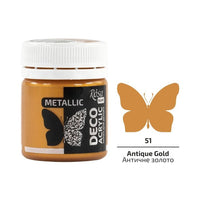 Акрилна боя за декорация, металик, 20 мл, ROSA Talent – 51 Antique Gold