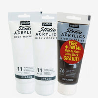 Акрилни бои Pebeo Studio Acrylic - комплект бяла и черна 3 x 100 ml — изображение 1