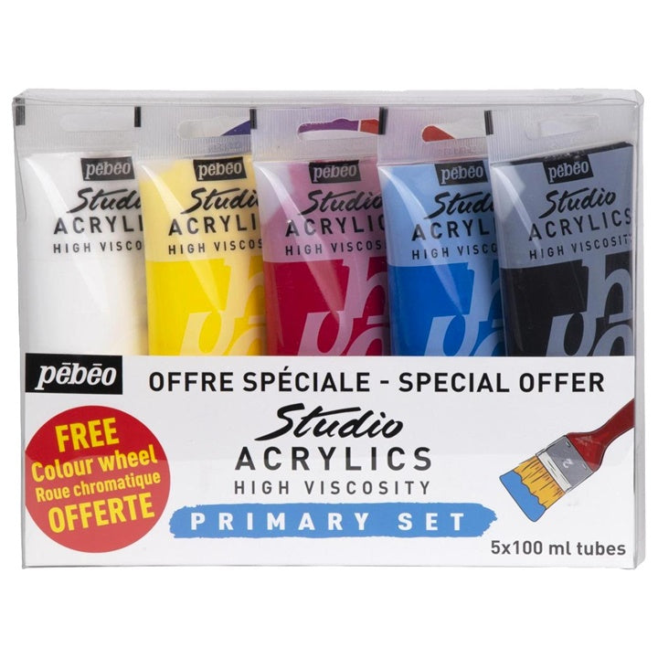 Акрилни бои Pebeo Studio Acrylic - основен комплект 5 x 100 ml — изображение 1