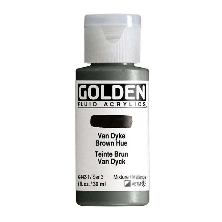 GOLDEN Течна акрилна боя 118 ml – 2442 Van Dyke кафяв нюанс