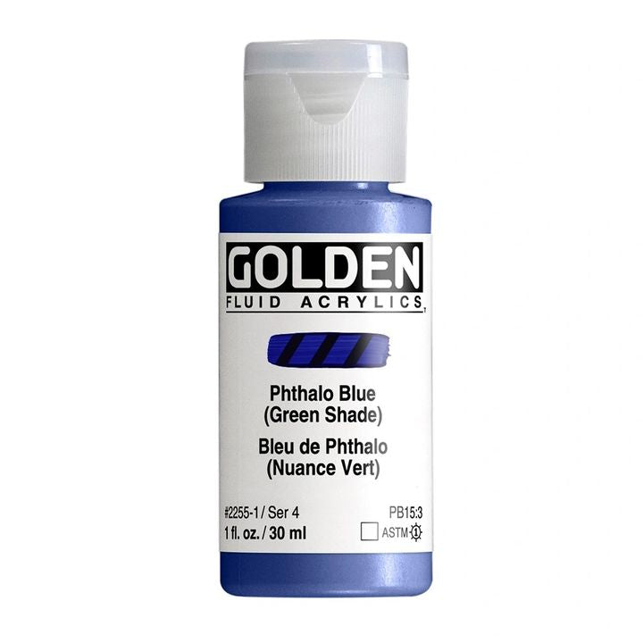 GOLDEN Течна акрилна боя 30 ml – 2255 фталово синьо (зелен нюанс)
