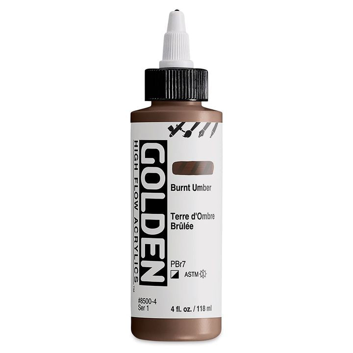 Акрилна боя GOLDEN High Flow 118 ml – 8500 Изгоряла Умбра