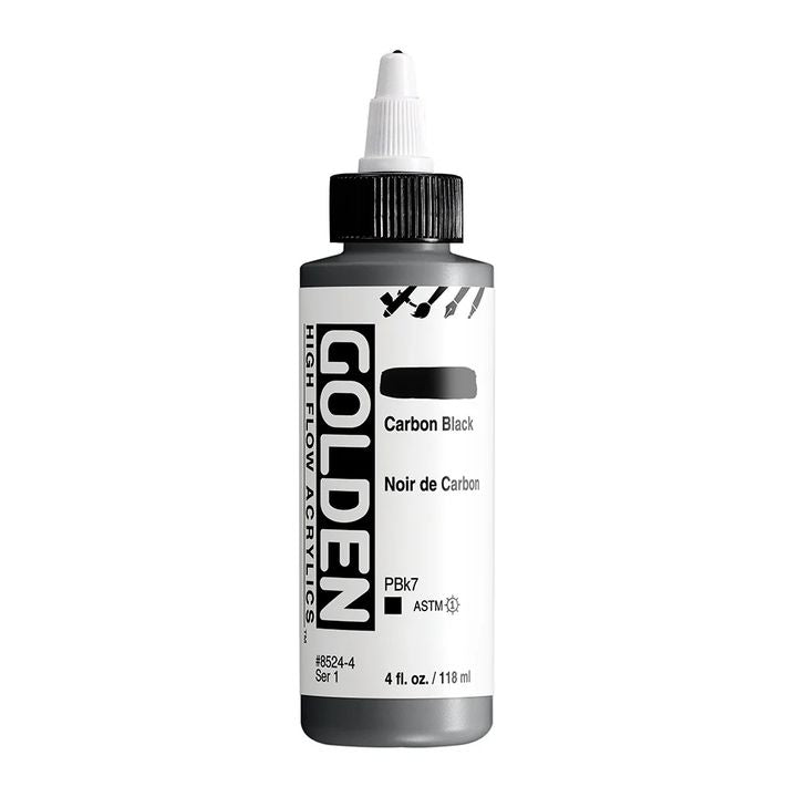 Акрилна боя GOLDEN High Flow 118 ml – 8524 Въглеродно черно