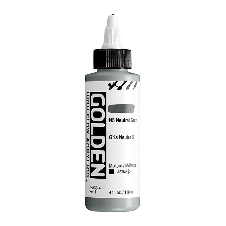 Акрилна боя GOLDEN High Flow 118 ml – 8533 N5 Неутрално сиво