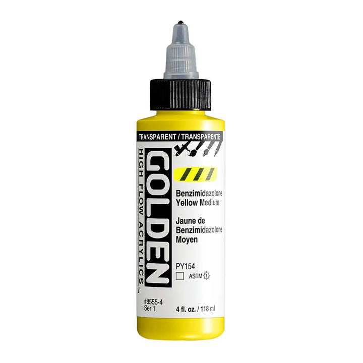 Акрилна боя GOLDEN High Flow 118 ml – 8555 Прозрачен бензимидазолонов жълт среден
